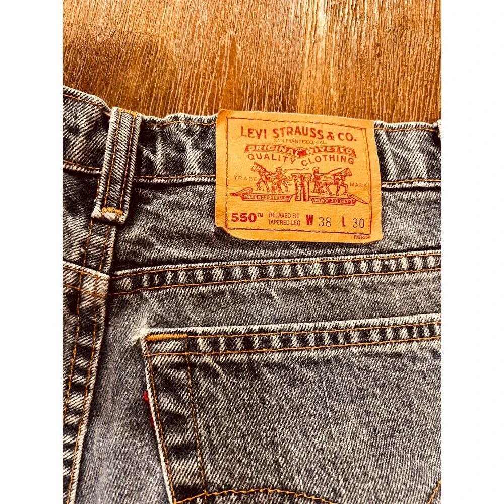 Vintage Levis 550 Relaxed Fit Tapered Leg Jeans 38x30 Acid Wash Blue Canada Made